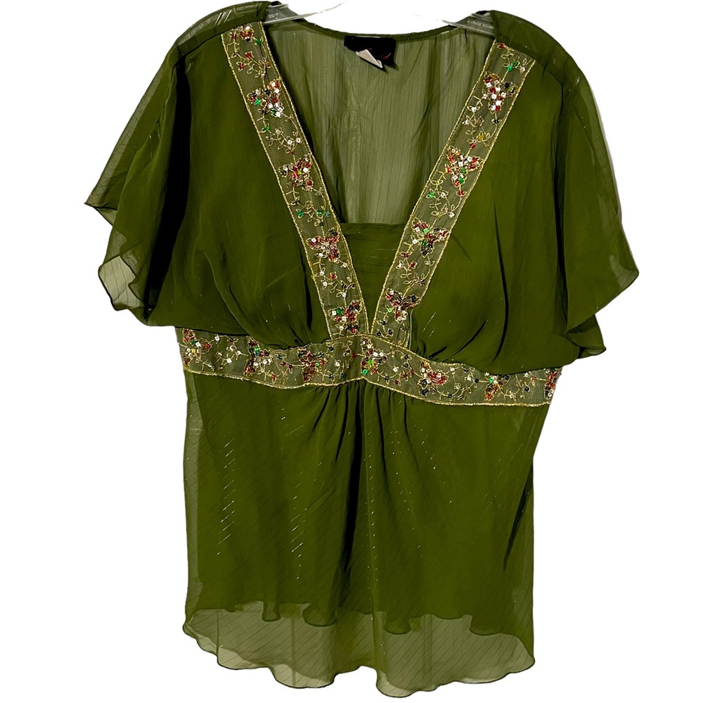 Torrid Peasant Blouse With Sequins - Size 1X